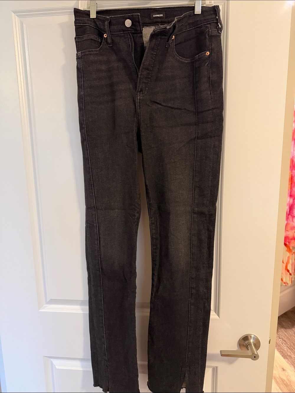 Express Black Straight-Leg Jeans with Front Seam
